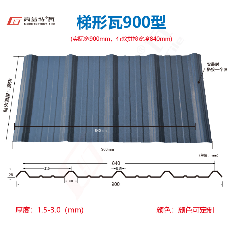 900PVC梯形瓦Trapezoidal wave tile