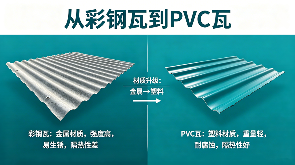 彩钢瓦到PVC瓦的图片生成